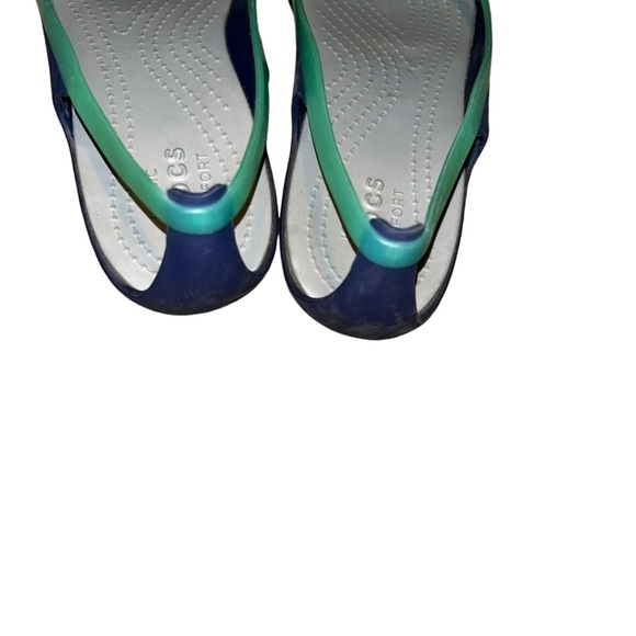 CROCS Women's Isabella Strappy Sandal Open Toe blue teal flats shoes size 8 - Picture 5 of 6